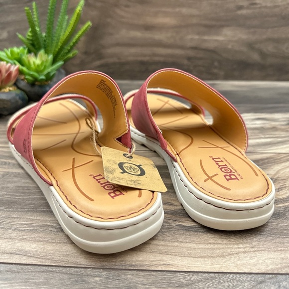 NIB Born Shore Slide Sandal Red Fabric Combo 9M 40.5 - Picture 7 of 12